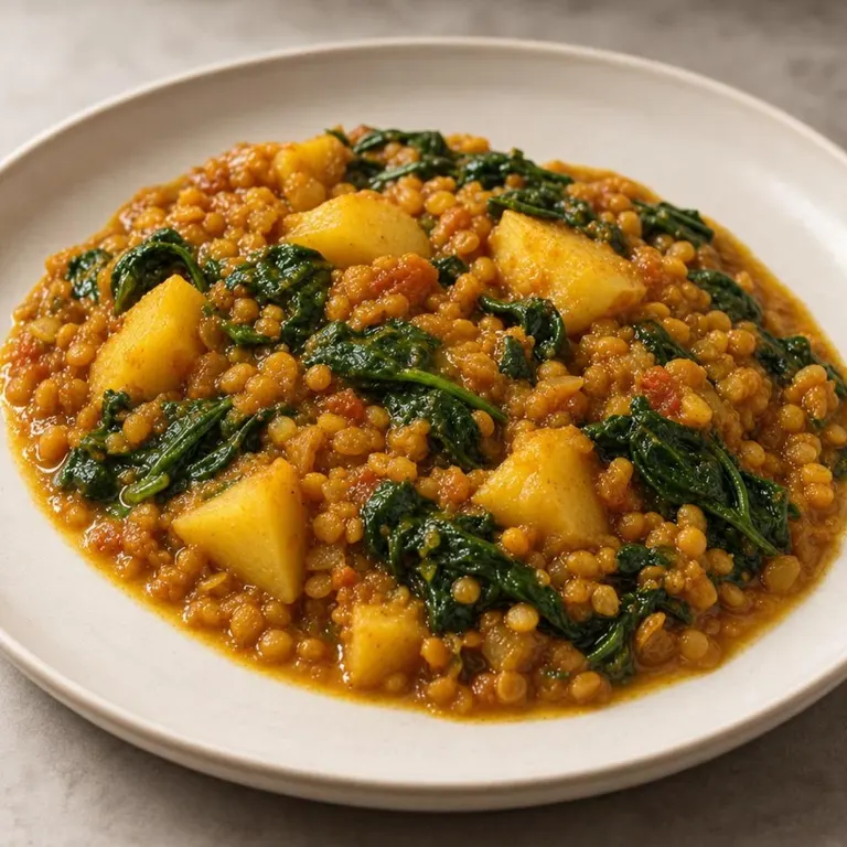Dump lentil potato spinach