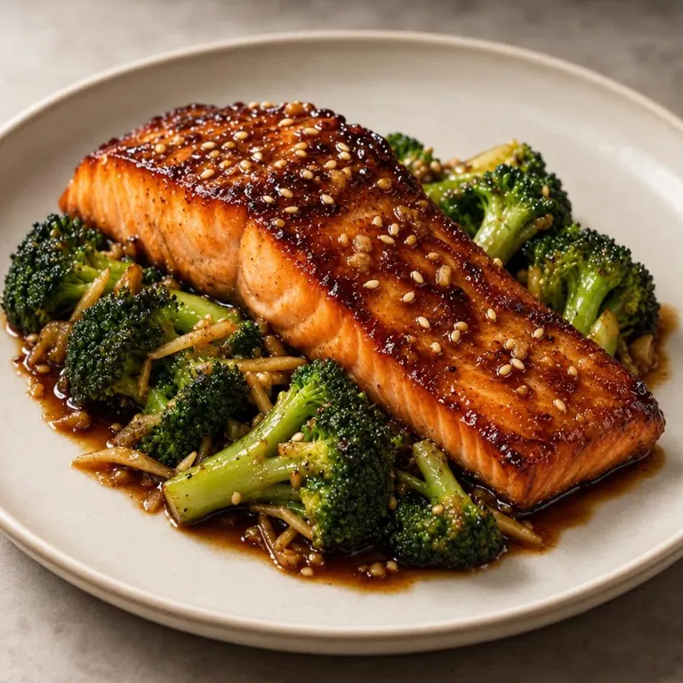 Last-hour ginger salmon broccoli