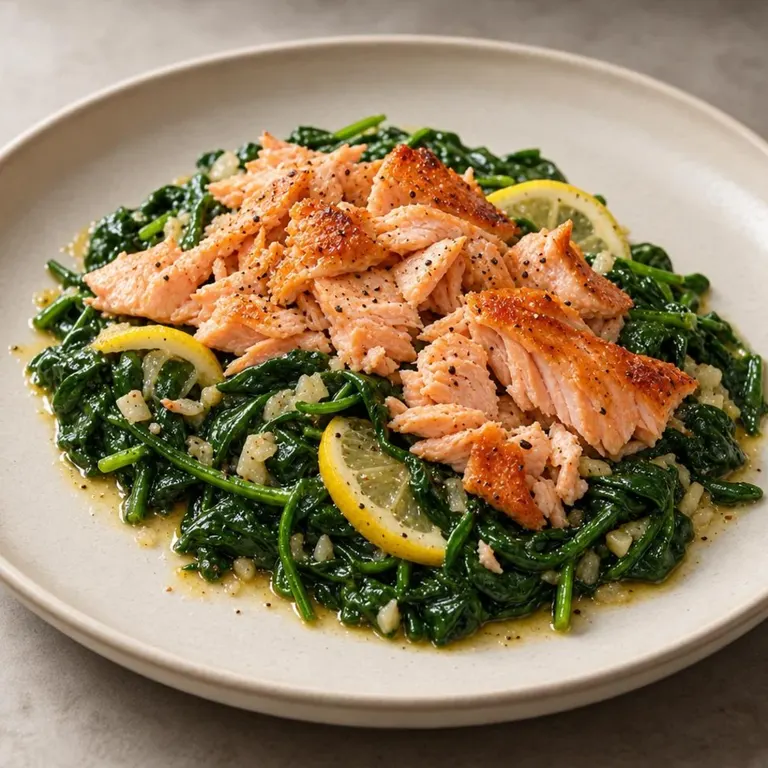 Last-hour lemon salmon spinach