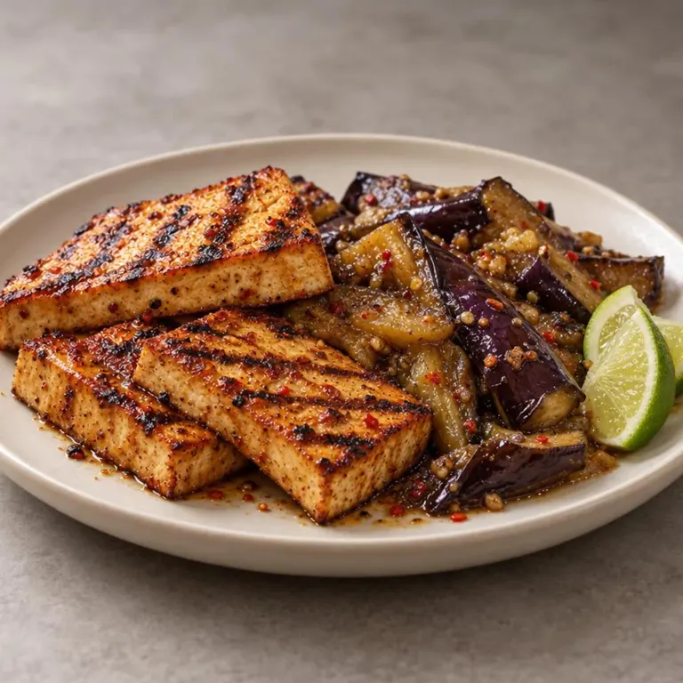 Grilled lime eggplant tofu