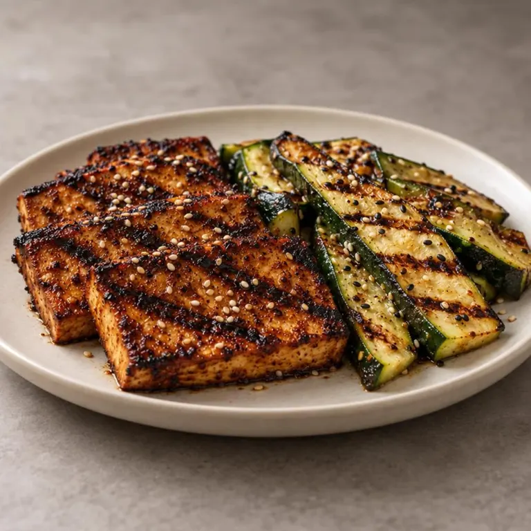Grilled sesame zucchini tofu
