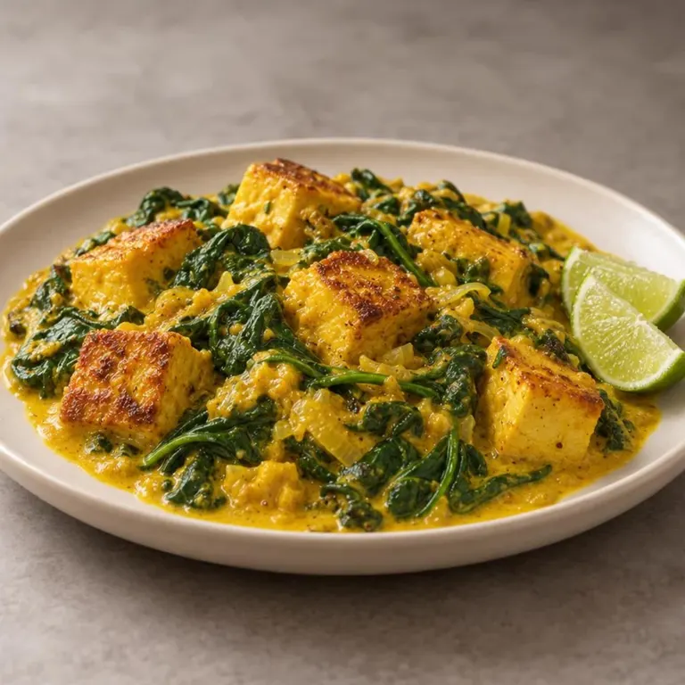Coconut spinach tofu steam