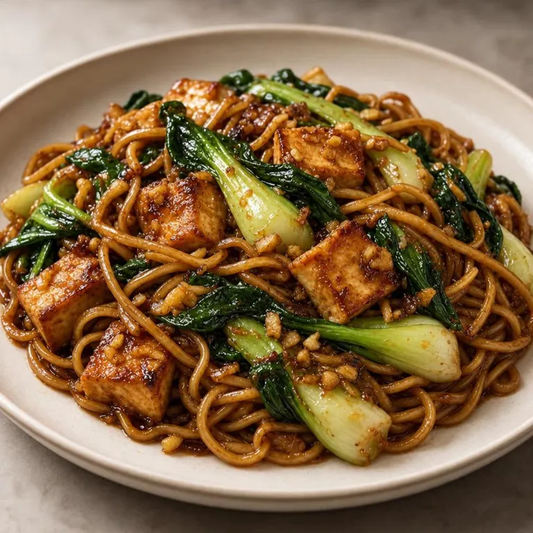Garlic Bok Choy Tofu Noodles