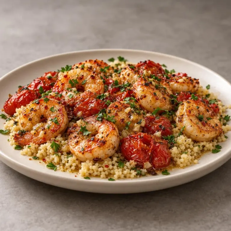 Garlic shrimp with tomato couscous