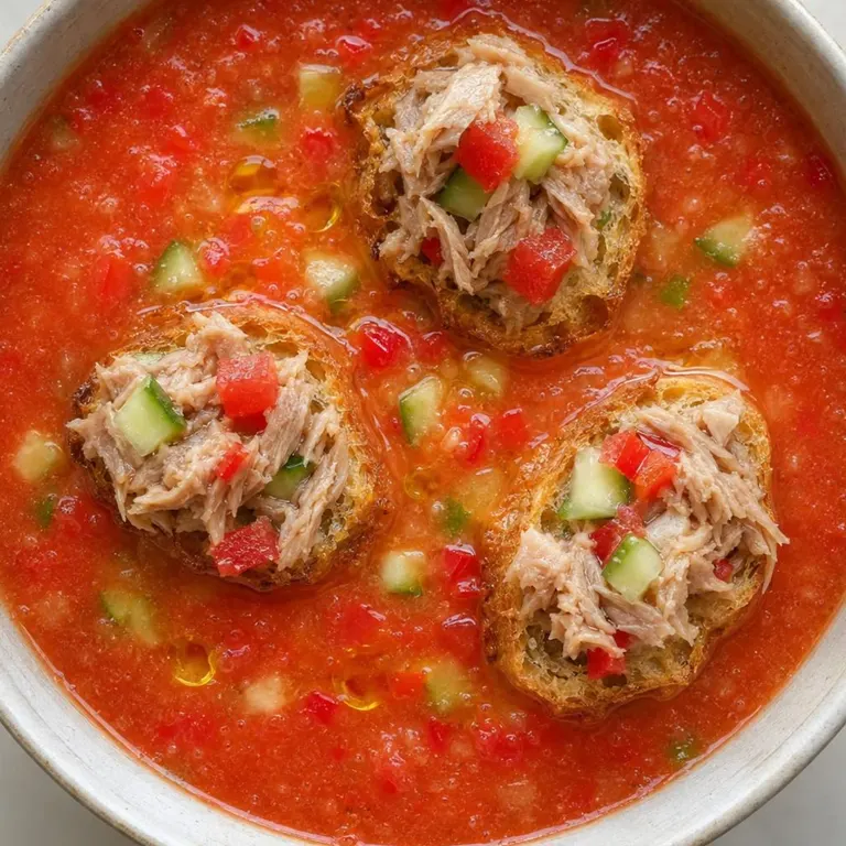 Gazpacho with Tuna Toasts