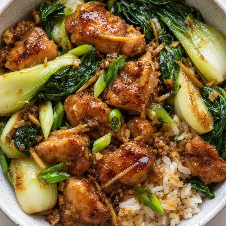 Ginger Chicken & Bok Choy Rice Bowl
