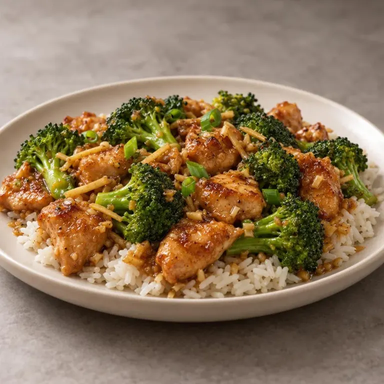 Ginger chicken rice with broccoli