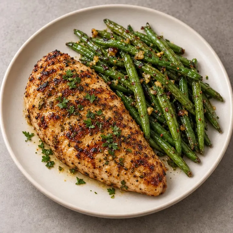 Grilled chicken and green beans