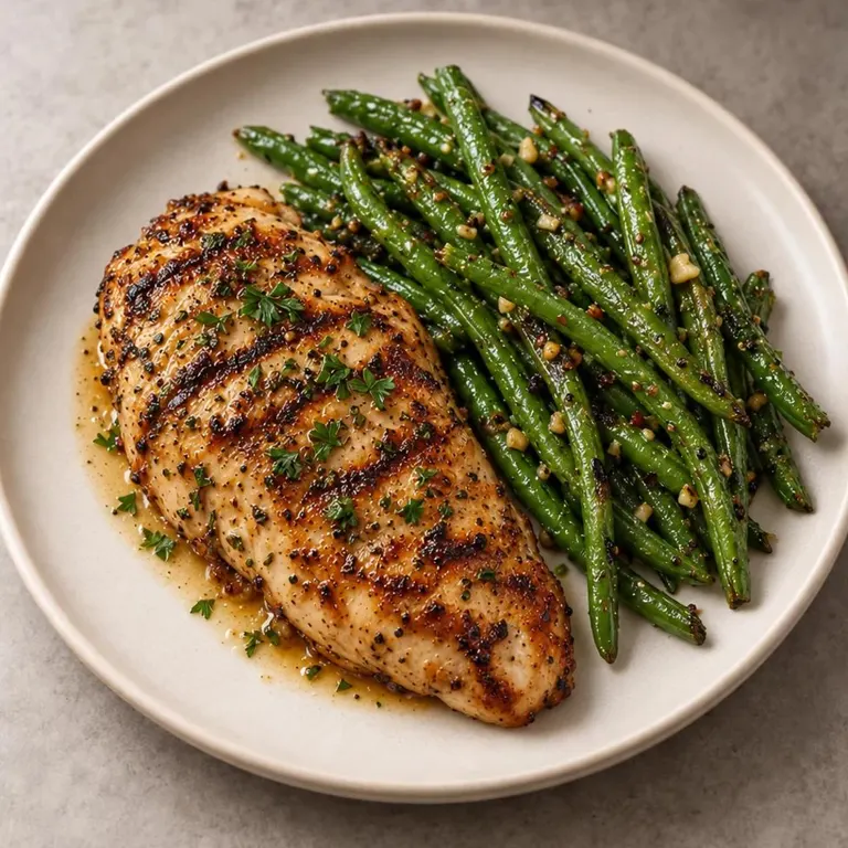 Grilled chicken and green beans