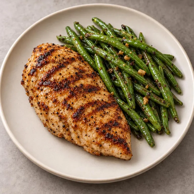 Grilled chicken and green beans