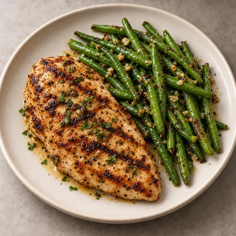 Grilled chicken and green beans