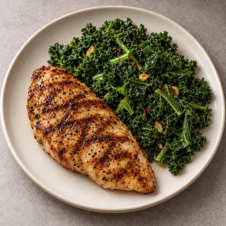 Grilled chicken and kale