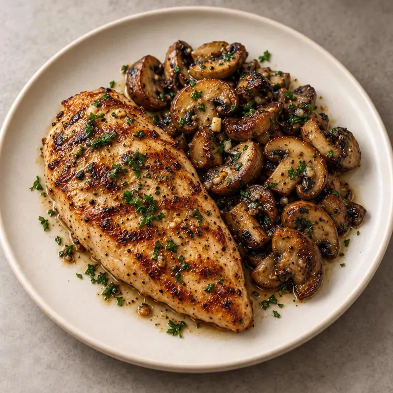Grilled chicken and mushrooms