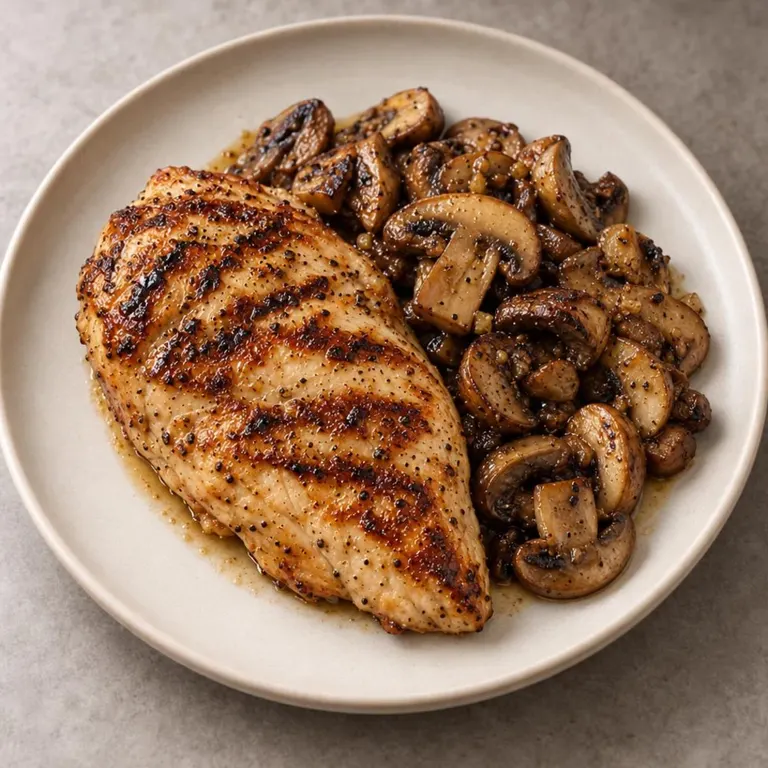 Grilled chicken and mushrooms