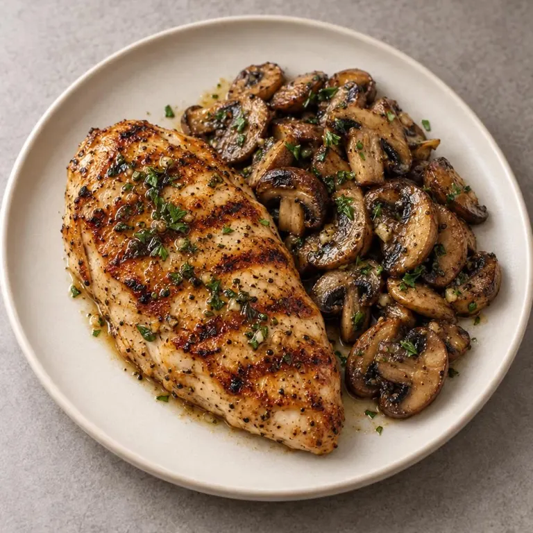 Grilled chicken and mushrooms