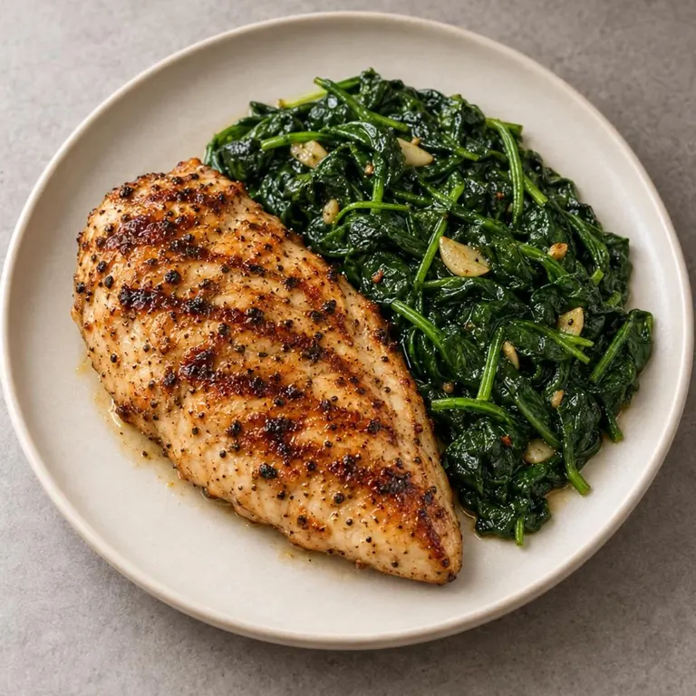 Grilled chicken and spinach