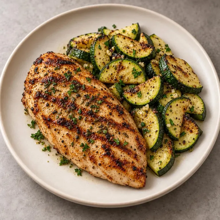 Grilled chicken and zucchini