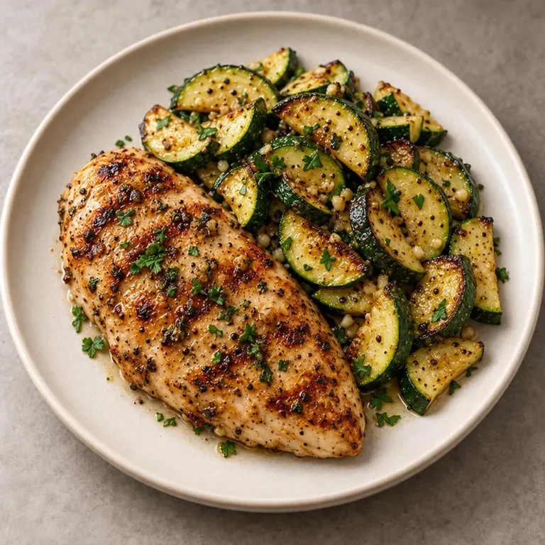 Grilled chicken and zucchini