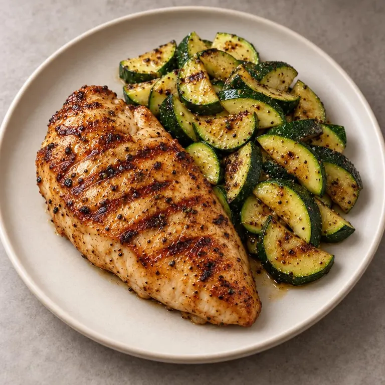 Grilled chicken and zucchini