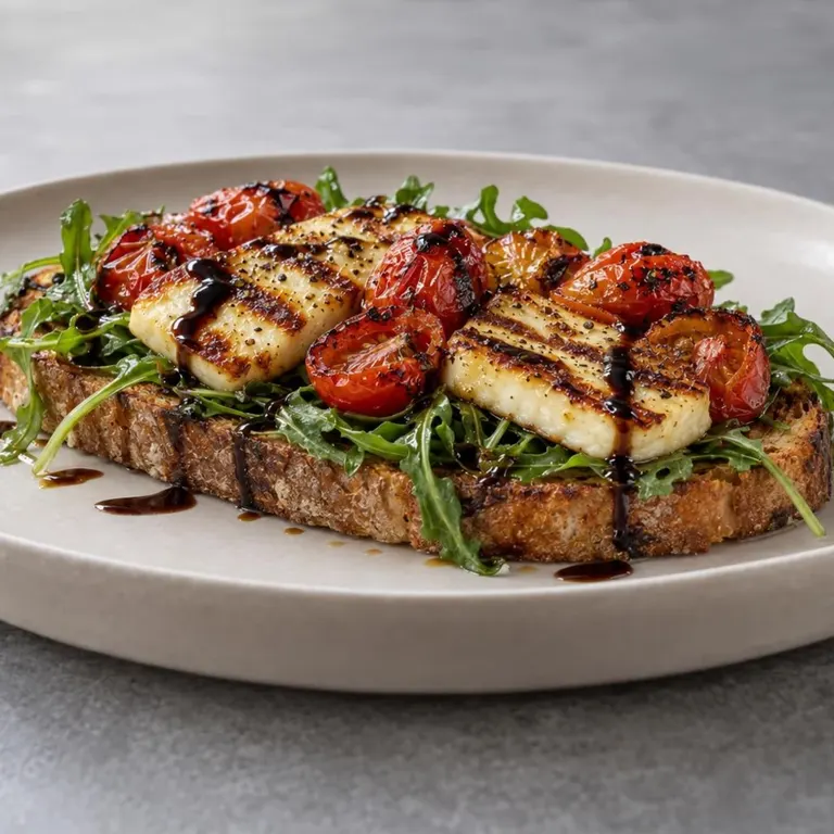 Grilled Halloumi Tomato Toast