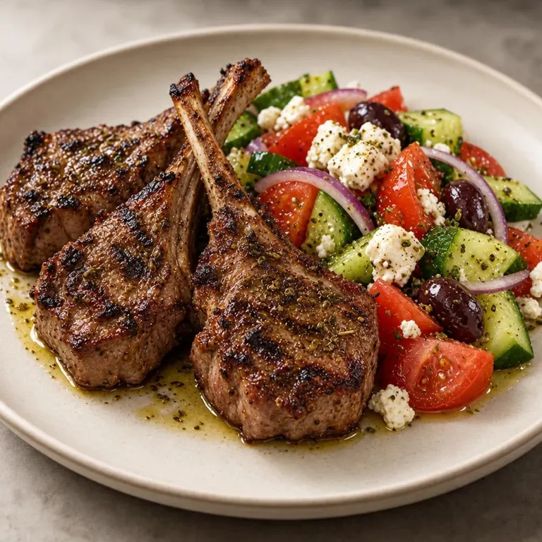 Grilled Lamb Chops with Greek Salad