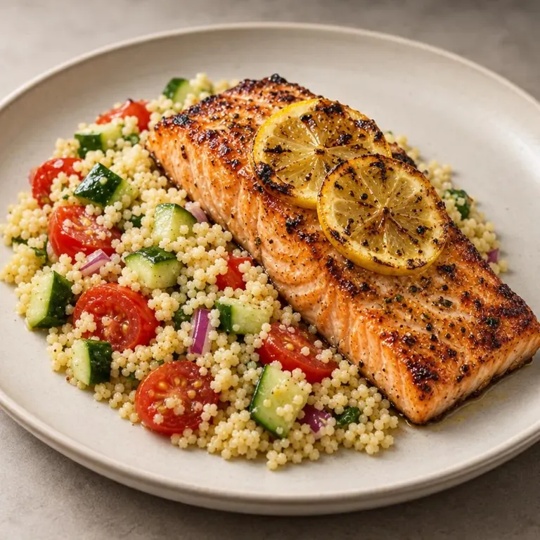 Grilled Lemon Salmon with Couscous