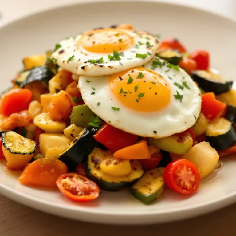 Halloumi, egg & roasted veg plate