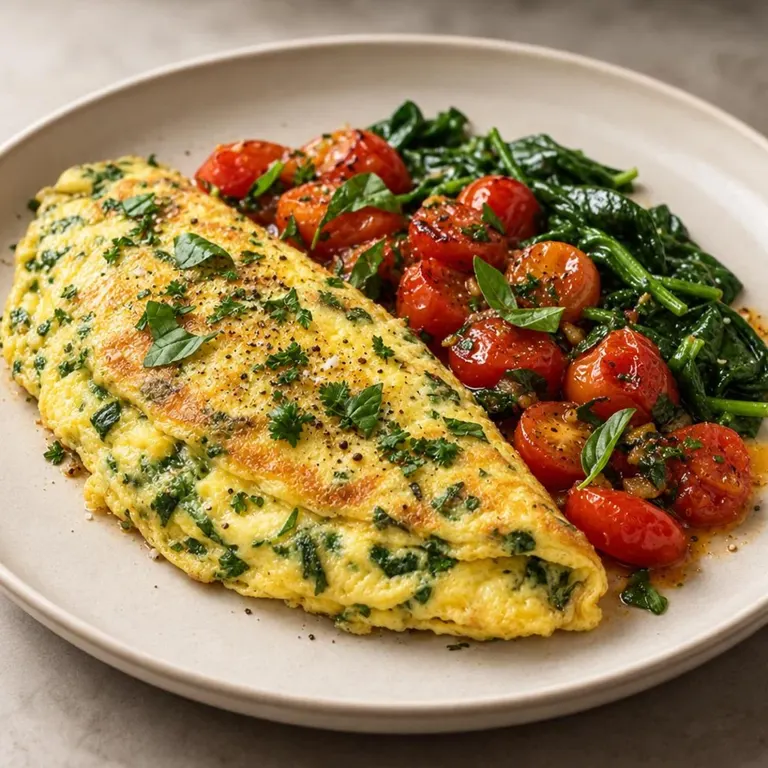 Herb Omelet with Sautéed Tomatoes