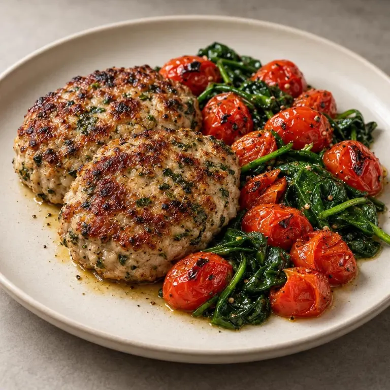 Herb Turkey Patties with Blistered Tomatoes