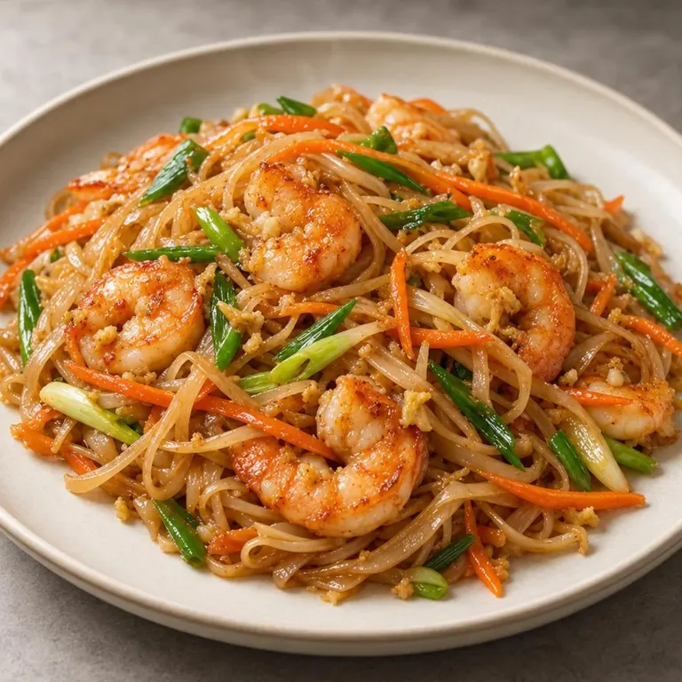 Ginger shrimp rice noodles
