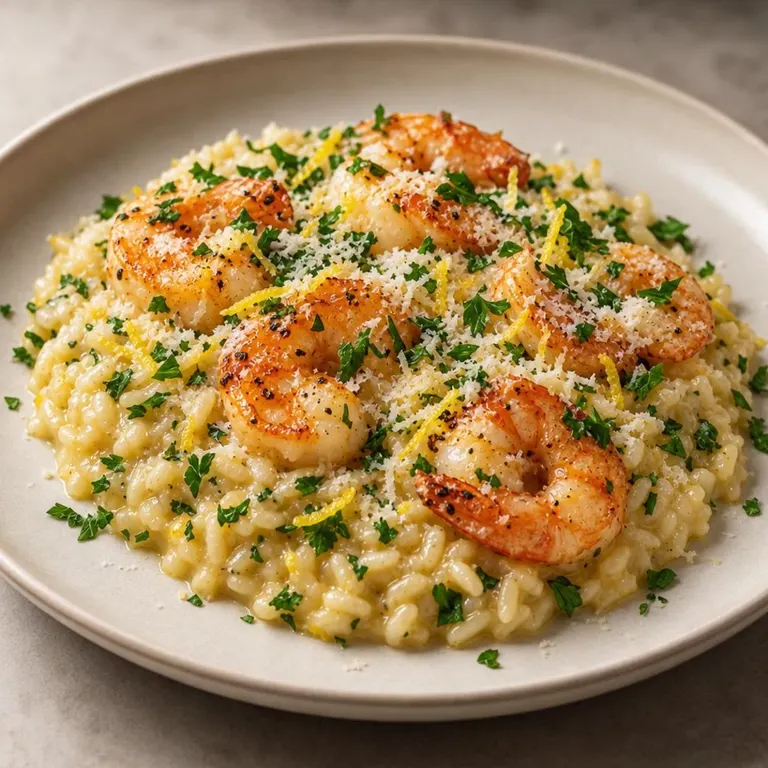 Lemon shrimp parmesan risotto