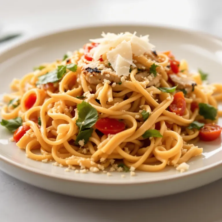 Tomato basil chicken with pasta