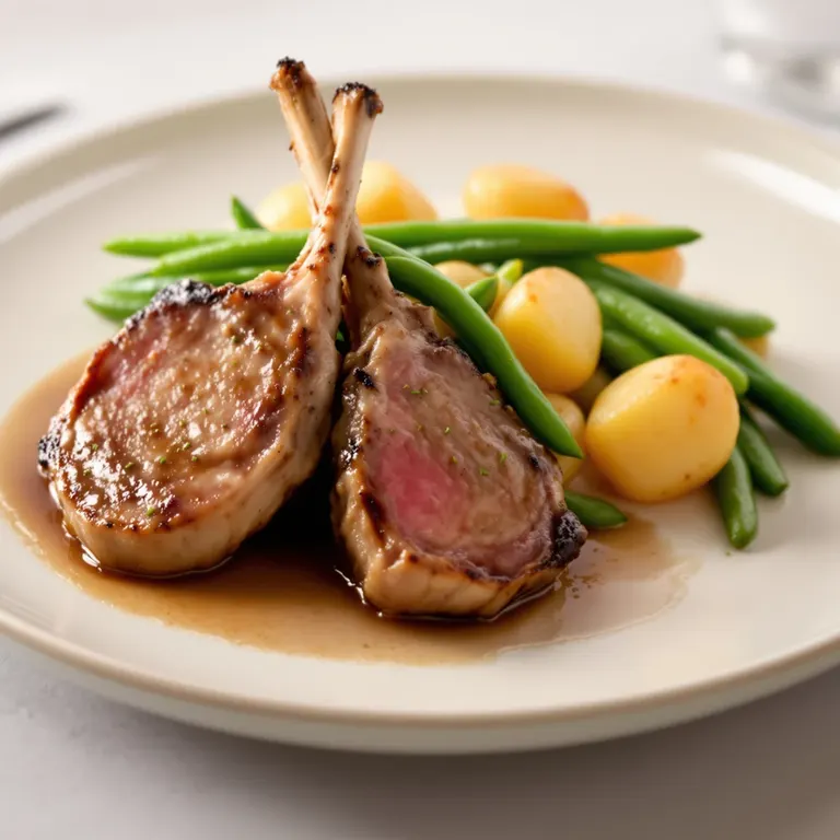 Mon: Lamb chops with garlicky greens & baby potatoes