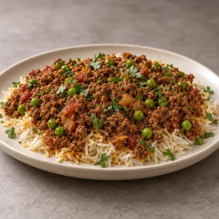 Skillet lamb keema with sweet peas