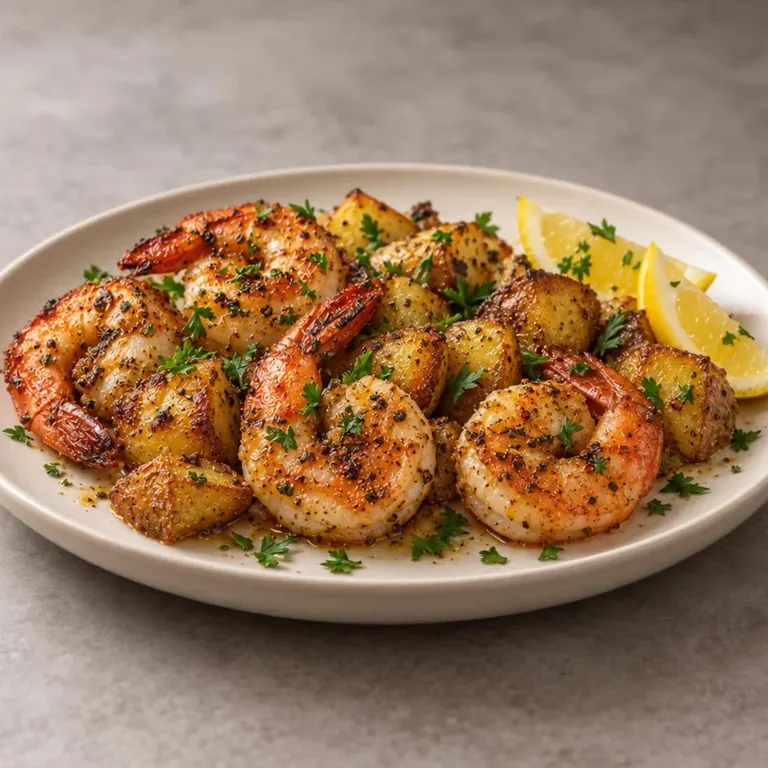 Lemon oven shrimp with potatoes