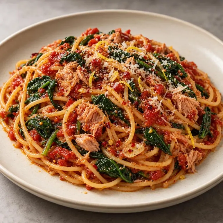 Lemony Tuna Spinach Pasta