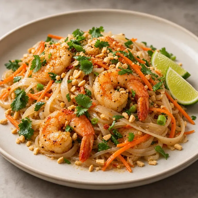 Lime shrimp rice noodles with carrot