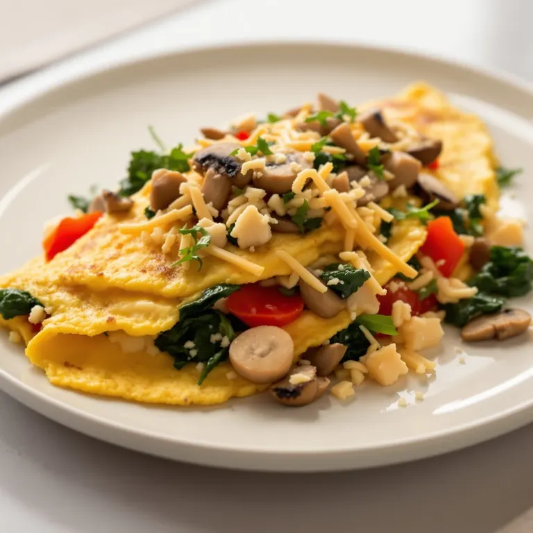 Loaded veg & cheddar omelette