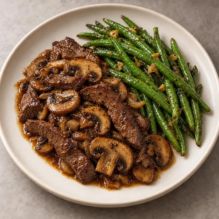 Beef mushrooms plate