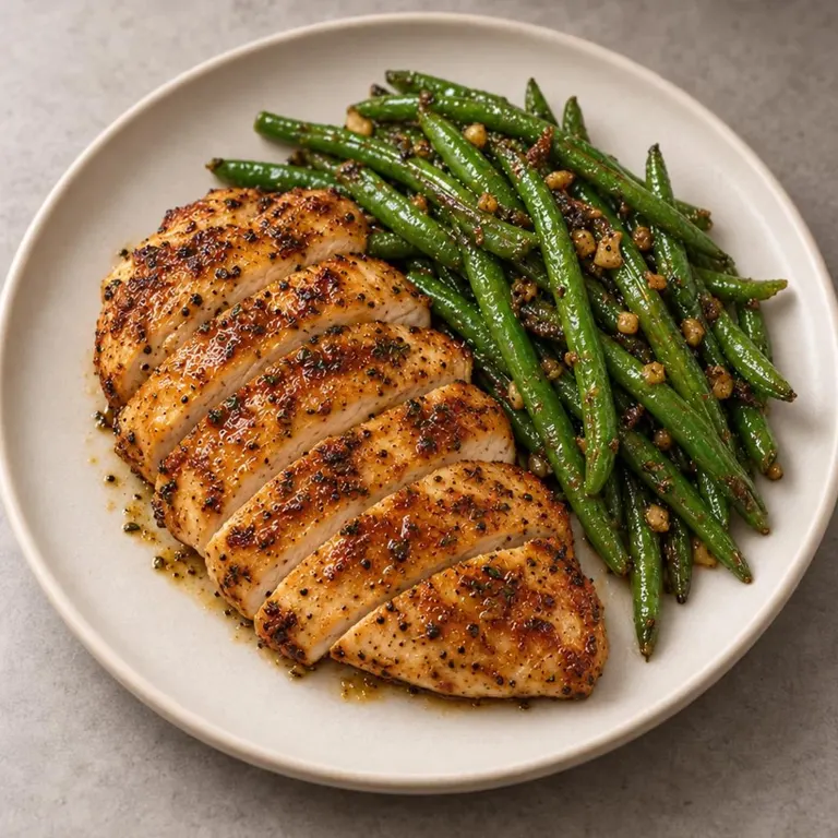 Chicken green beans plate
