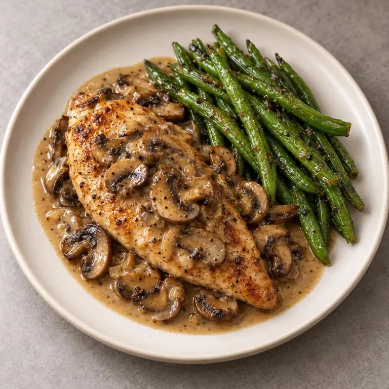 Chicken mushrooms plate
