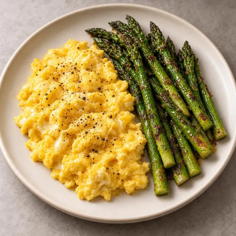 Eggs asparagus plate