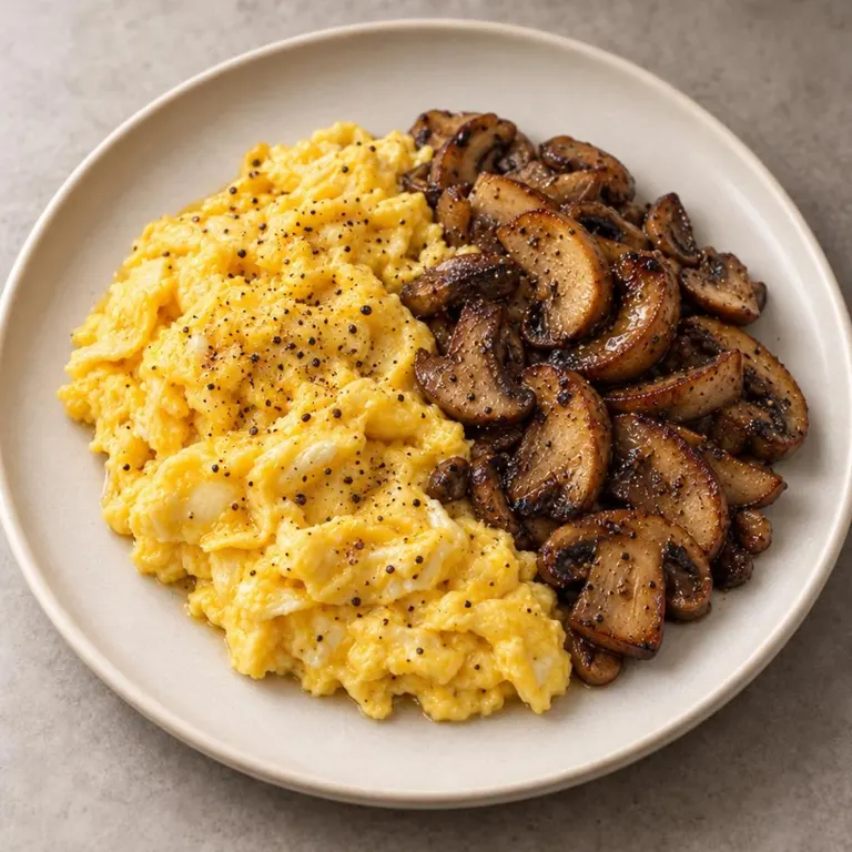 Eggs mushrooms plate