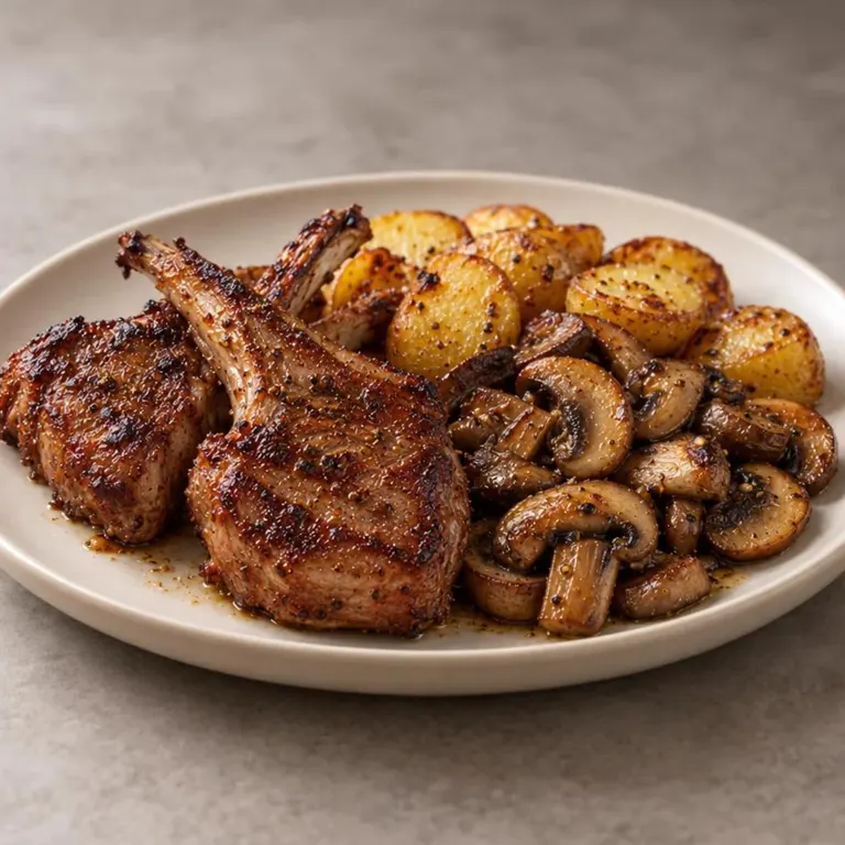 Lamb mushrooms plate