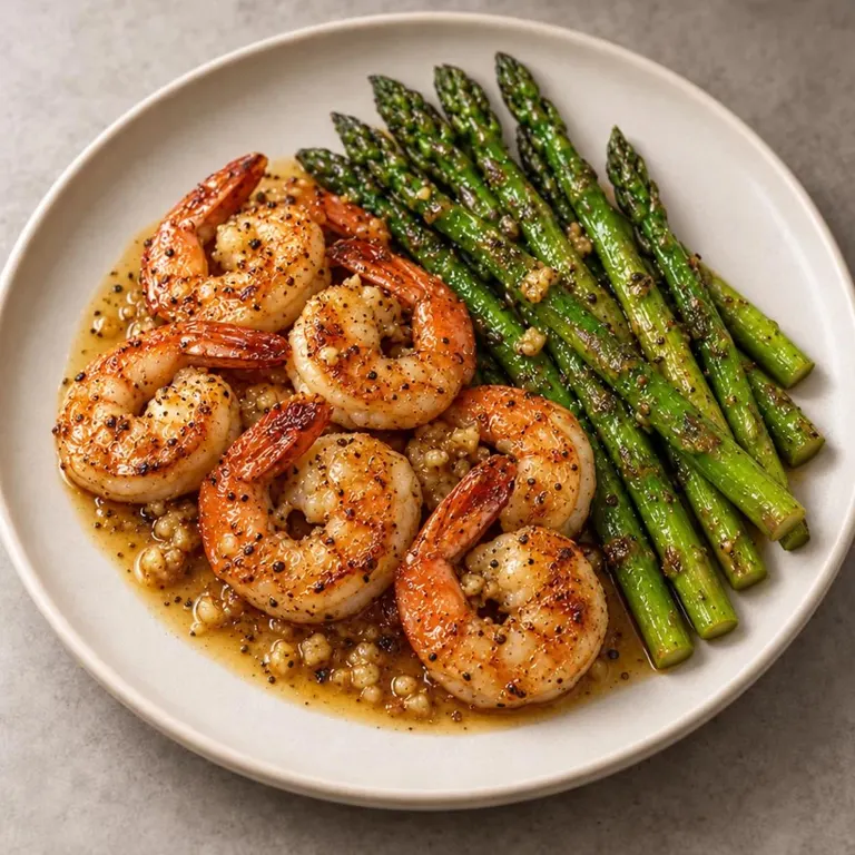 Shrimp asparagus plate