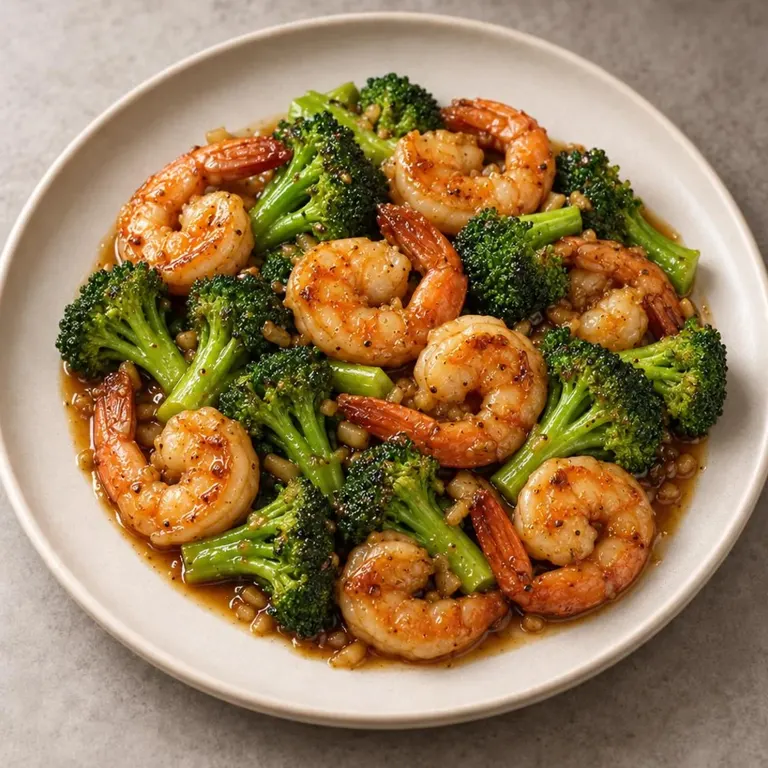Shrimp broccoli plate