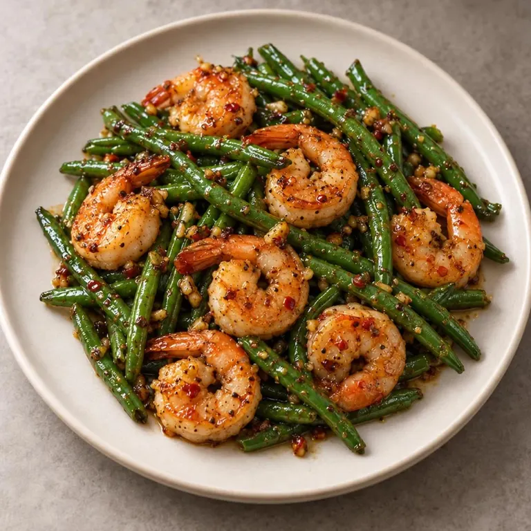 Shrimp green beans plate