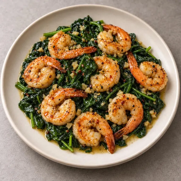 Shrimp spinach plate