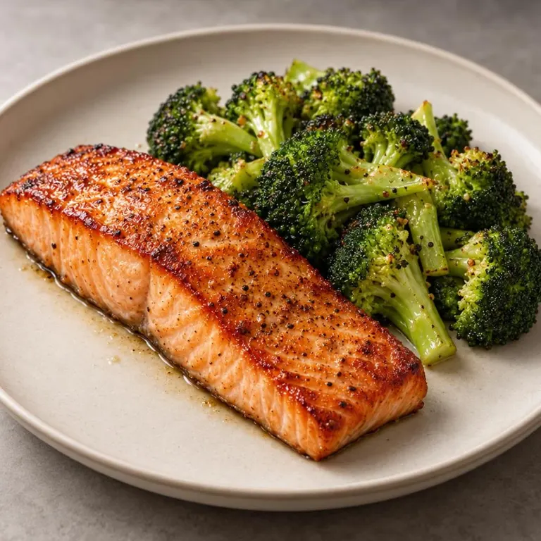 Salmon broccoli plate