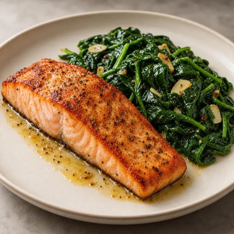 Salmon spinach plate